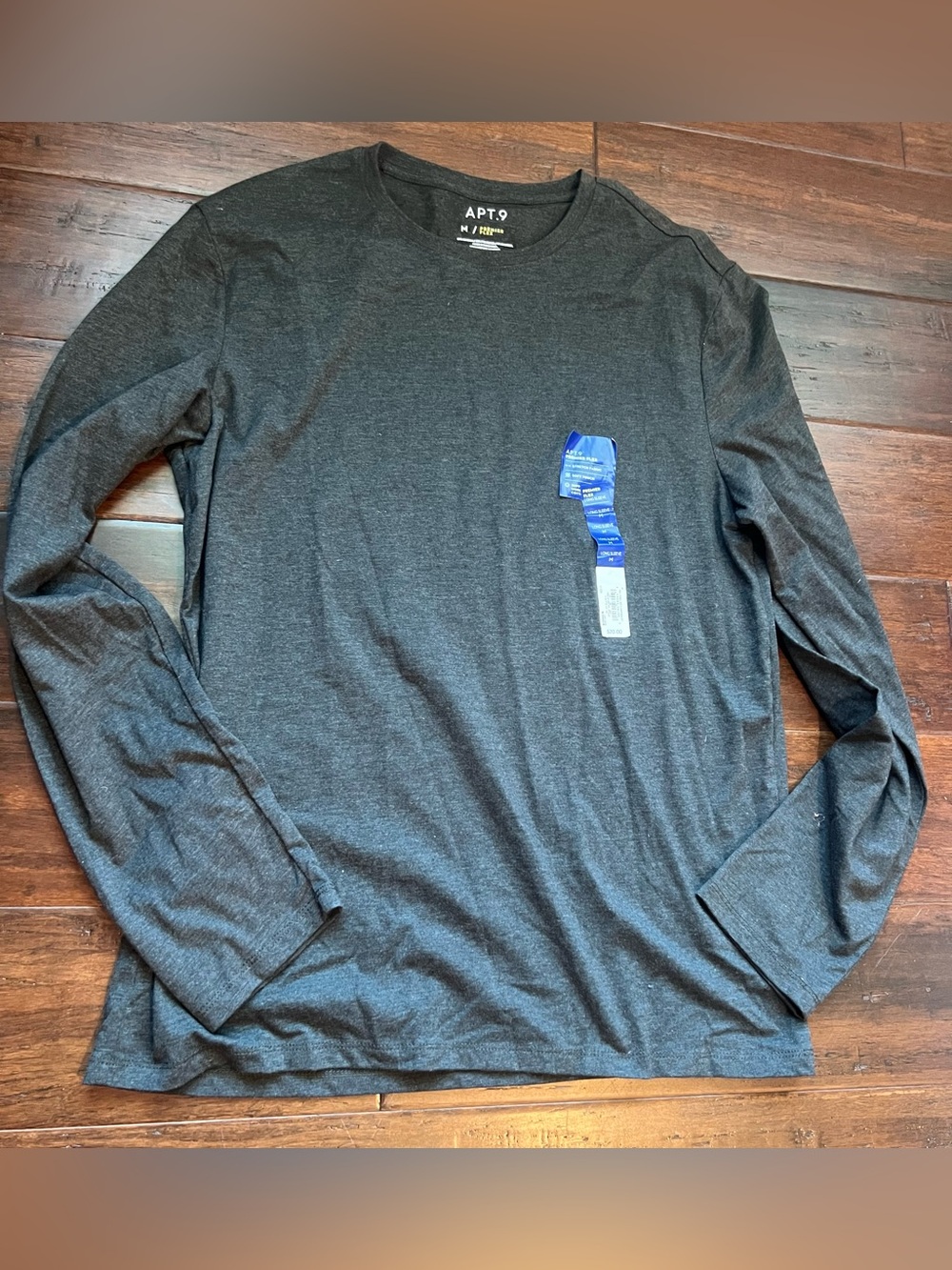 Apt. 9 Men's Long-Sleeve Crew Neck Shirt - Dark Charcoal
